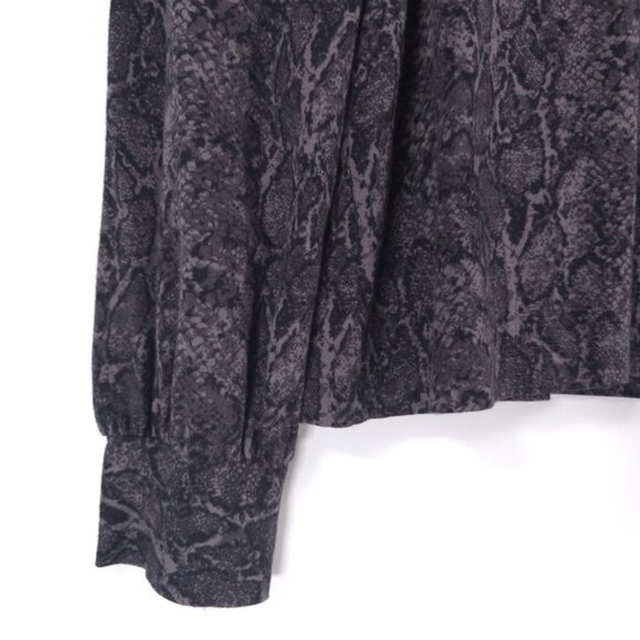 Rails EMILIA CHARCOAL SNAKESKIN Puff Sleeve Top Pullover Long Sleeve Gray MEDIUM - Picture 9 of 13